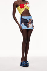 Celia Baskılı Kot Mini Etek